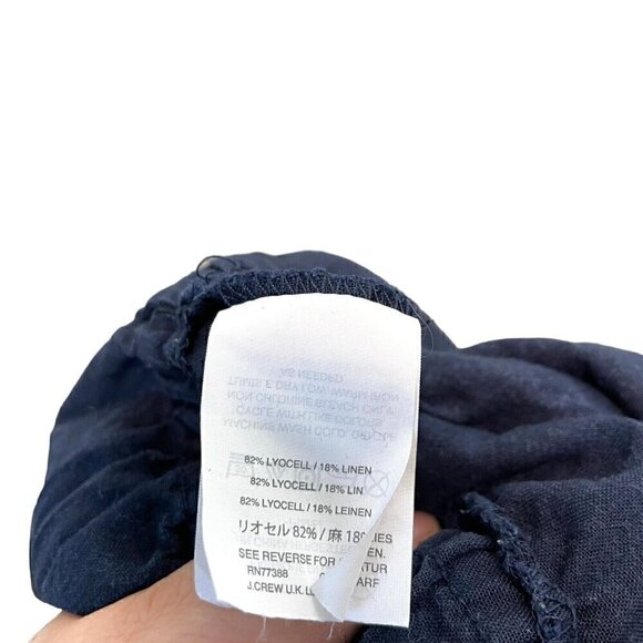 J.Crew Linen Blend V-Neck Relaxed Jumpsuit Playsuit Preppy Navy Blue size Small - Picture 11 of 11